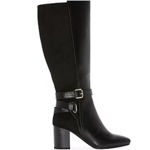 NWT Liz Claiborne Black Suede and Fake Leather Heeled Boots